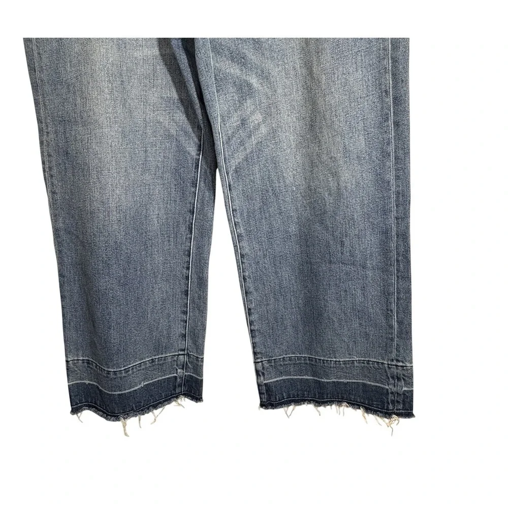 GAP Classic Blue Women 27 High Rise Wide-Leg Jeans 100% Cotton Boho Frayed Hem - Picture 3 of 7